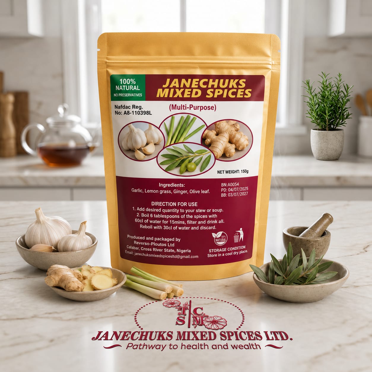 JaneChuks Mixed Spices Multi-Purpose Pack pouch, net weight 150g